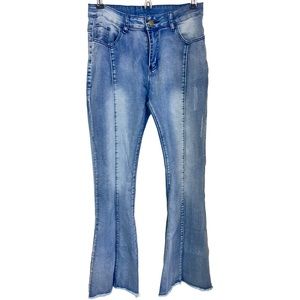 Women Blue Denim Flare Pants
